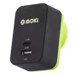 MOKI Wall Charger + Type-C + USB 3.0 RapidCharge - Black