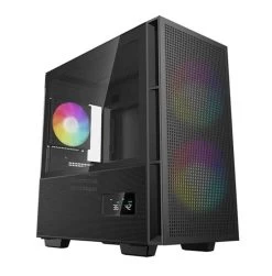 DEEPCOOL CH360 Digital Black Micro ATX Case, Tempered Glass Window,1x USB 3.0, 1x USB-C, HD Audio, 2x 140mm ARGB And 1x 120mm ARGB Pre-installed Fans