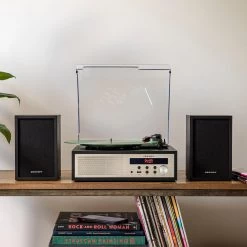 Crosley Sloane Shelf System Turntable - Black -Office Electronics Store CR7022A BK E1 53182.1698156437