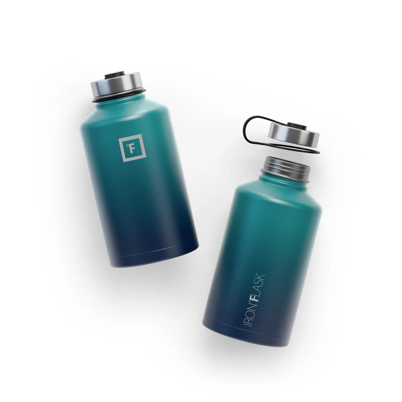 Iron Flask Wide Mouth Bottle With Spout Lid, Dark Night - 64oz/1900ml 3 Iron Flask Wide Mouth Bottle With Spout Lid, Dark Night - 64oz/1900ml