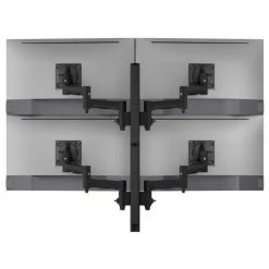 Atdec AWMS-4-4675 Quad 460mm Monitor Arms On 750mm Post And Heavy-Duty F Clamp Desk Fixing, Black