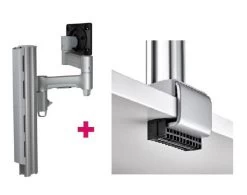 Atdec AWMS-4640 Single 460mm Monitor Arm + 400mm Post / 12kg (26.5lb) Flat Screen, 10kg (22lb) Curved Screen + C Clamp Desk Fixing, Silver