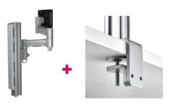 Atdec AWMS-4640 Single 460mm Monitor Arm + 400mm Post / 12kg (26.5lb) Flat Screen, 10kg (22lb) Curved Screen + F Clamp Desk Fixing, Silver
