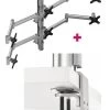 Atdec AWMS-6-13717 Hex Monitor Mount + 750mm Post / 12kg (26.5lb) Flat Screens, 10kg (22lb) Curved Screens + Heavy-Duty F Clamp Desk Fixing, Silver -Office Electronics Store L 13AWMS 6 13717T H S 41804.1711299798