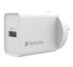 VERBATIM USB Charger Single Port 2.4A - White Single Port Wall Charger