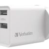 VERBATIM USB Charger Dual Port 2.4A - White Twin Port Wall Charger -Office Electronics Store MPV 66593 29794.1620200514
