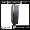 LDR Assembled 42U Server Rack Cabinet (600mm X 1000mm) Glass Door, 1x 8-Port PDU, 1x 4-Way Fan, 2x Fixed Shelves - Black Metal Construction -Office Electronics Store RCLDR FS1000 42U A 92403.1674910955
