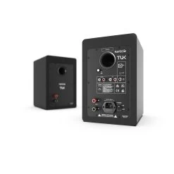 Kanto TUK 260W Powered Bookshelf Speakers With Headphone Out, USB Input, Dedicated Phono Pre-amp, Bluetooth - Pair, Matte Black With S6 Black Stand Bundle -Office Electronics Store TUKMB IMG03 AngleRear a8fd9e8e 5eb7 47ba 85f8 18ee6d957e18 80471.1713981577