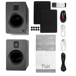 Kanto TUK 260W Powered Bookshelf Speakers With Headphone Out, USB Input, Dedicated Phono Pre-amp, Bluetooth - Pair, Matte Black With SX22 Black Stand Bundle -Office Electronics Store TUKMB IMG05 Contents 851bcd8b 681a 4227 9f7b 3f17cba3b1f8 17533.1713980386