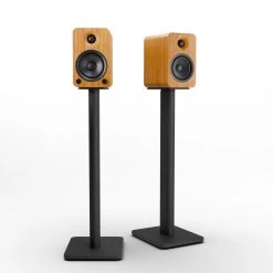 Kanto YU4 140W Powered Bookshelf Speakers With Bluetooth® And Phono Preamp - Pair, Bamboo With SP26PL Black Stand Bundle -Office Electronics Store YU4BAMBOO SP26PL StudioRender 73466.1713981714