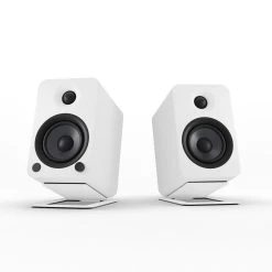 Kanto YU4 140W Powered Bookshelf Speakers With Bluetooth® And Phono Preamp - Pair, Matte White With S4W White Stand Bundle -Office Electronics Store YU4MW S4W StudioRender 86935.1711300645