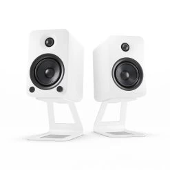 Kanto YU4 140W Powered Bookshelf Speakers With Bluetooth® And Phono Preamp - Pair, Matte White With SE4W White Stand Bundle -Office Electronics Store YU4MW SE4W StudioRender 12851.1711301614