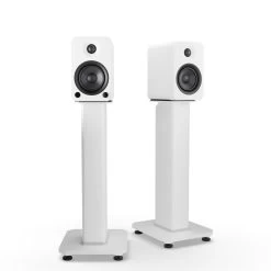 Kanto YU4 140W Powered Bookshelf Speakers With Bluetooth® And Phono Preamp - Pair, Matte White With SX22W White Stand Bundle -Office Electronics Store YU4MW SX22W StudioRender 50737.1711299076