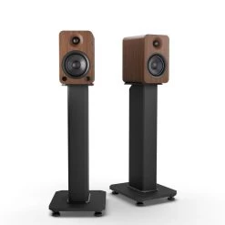 Kanto YU4 140W Powered Bookshelf Speakers With Bluetooth® And Phono Preamp - Pair, Walnut With SX22 Black Stand Bundle -Office Electronics Store YU4WALNUT SX22 StudioRender 27829.1711300302
