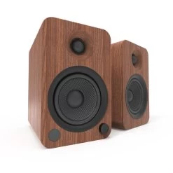 Kanto YU4 140W Powered Bookshelf Speakers With Bluetooth® And Phono Preamp - Pair, Walnut With SX22 Black Stand Bundle -Office Electronics Store YU4Walnut IMG02 AngleFront ded1e26e b382 4cd0 8cb0 8c5d8f471d96 77498.1711300067