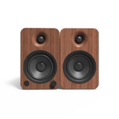 Kanto YU4 140W Powered Bookshelf Speakers With Bluetooth® And Phono Preamp - Pair, Walnut With SX22 Black Stand Bundle -Office Electronics Store YU4Walnut IMG03 Front efb30fc5 f35a 4657 9744 b96c34202c6b 94437.1711299324