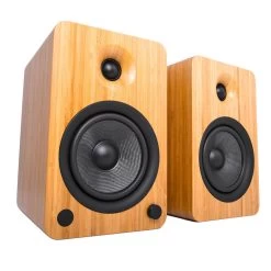 Kanto YU6 200W Powered Bookshelf Speakers With Bluetooth® And Phono Preamp - Pair, Bamboo With SX26 Black Stand Bundle -Office Electronics Store YU6BAMBOO IMG02 AngleMain 8dc4e9d3 ea44 4e5b 944e 162da49752ca 44165.1711300182