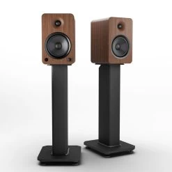 Kanto YU6 200W Powered Bookshelf Speakers With Bluetooth® And Phono Preamp - Pair, Walnut With SX22 Black Stand Bundle -Office Electronics Store YU6WALNUT SX22 StudioRender 64162.1711300172